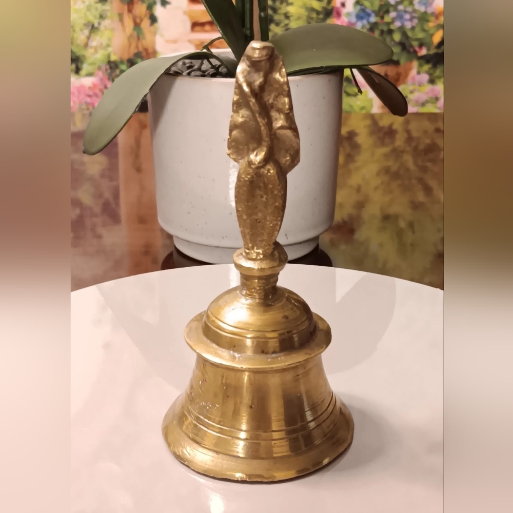Vintage Brass Hanging Religious Hanuman figure Handcrafted Engraved Bell India 3 - Picture 2 of 10